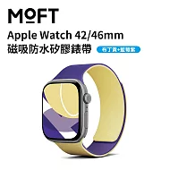 美國MOFT Apple Watch 46mm 磁吸防水矽膠錶帶 繽紛配色 一秒吸附 布丁黃+藍莓紫
