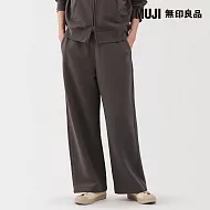 【MUJI 無印良品】女裏毛寬版褲 L 墨灰