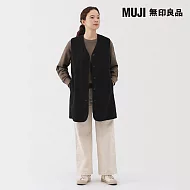 【MUJI 無印良品】女刷毛長版背心 XL 黑色