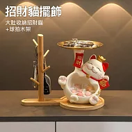 【美好家 Mehome】招財貓擺飾 收納架 大肚招財貓+球拍木架