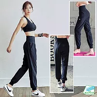 【BODYAIR嚴選】高腰提臀輕薄哈倫褲(瑜珈.運動.慢跑.透氣.舞蹈.運動褲) XL 黑