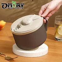 【OMORY】乾拌麵/乾泡麵!大容量小兔濾水功能泡麵碗1000ml- 咖啡