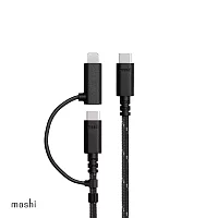 Moshi 二合一 USB-C to USB-C & Lightning 充電/傳輸線 曜石黑