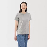 【MUJI 無印良品】女天竺圓領短袖T恤 XL 灰色