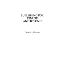 Publishing for Tenure and Beyond