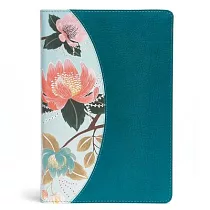 The Study Bible for Women： The Christian Standard， Teal Flowers， Leathertouch， Silver Edging， 2 Ribbon Markers
