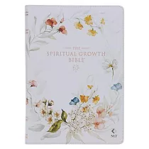 The Spiritual Growth Bible， Study Bible， NLT ─ New Living Translation Holy Bible， Faux Leather， White Printed Floral