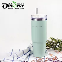 【OMORY】304不鏽鋼保冷保溫探索吸管杯890ML(附吸管)─ 綠色