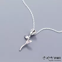 【Sayaka紗彌佳】925純銀真誠的愛時尚玫瑰枝吊墜項鍊 ─白金色