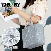 【OMORY】棉麻保溫保冷便當袋(束口拉繩)雪花色隨機─ 灰色