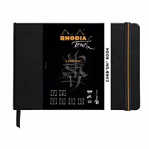 【Rhodiatouch|Carb’onbook】碳黑畫冊 _精裝硬皮側掀式束帶_空白_120g_A5_黑皮