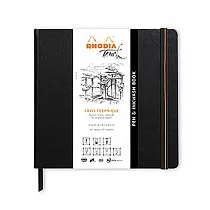 【Rhodia|Pen & Inkwash】水墨畫冊 _空白_精裝硬皮封面_21x21cm _黑皮