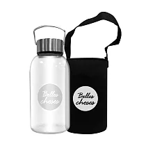 【FUJI─GRACE富士雅麗】高硼矽耐熱手提玻璃瓶800ml (附潛水布提袋)銀色
