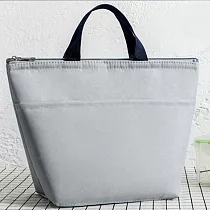 博客來 E City 牛津布質感純色手提保溫保冷便當包灰