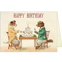 美國 Cavallini & Co. Greeting Cards 卡片/生日卡 _狗狗吃蛋糕