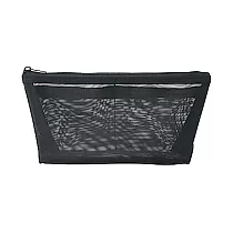 【MUJI 無印良品】尼龍網眼筆袋/船型 /黑.約17x10x5cm