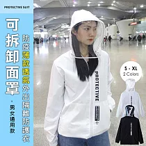 【小樹下】防疫薄款透氣自訂款可拆卸面罩隔離防護衣男女通用 S─XL S 黑色