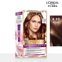 LOREAL Paris 巴黎萊雅 優媚霜三重護髮雙管染髮霜 148ml 6.35 琥珀棕