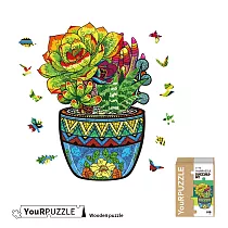 【YouRPUZZLE】木質不規則立體動物造型拼圖 多肉植物