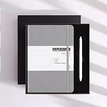PAPERIDEAS 精美禮盒組 A5子彈筆記本 頁碼硬面綁帶筆記本 與成功有約的子彈筆記術 石磨灰─槍灰