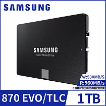 【SAMSUNG 三星】SSD 870 EVO 1TB 2.5吋 固態硬碟(MZ─77E1T0BW)公司貨