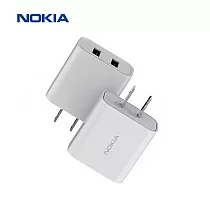 【Nokia 諾基亞】17W 2孔輸出 2.4A 雙Type─A 快速充電器 (E6310) 白.