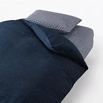 【MUJI 無印良品】棉凹凸織被套/SD─D深藍