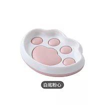 JIAGO 貓掌造型瀝水肥皂架 白底粉心