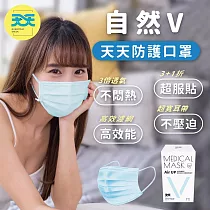 【天天】成人平面口罩 ─ 自然V系列 (20入/盒) 藍色