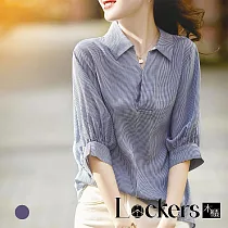 【Lockers 木櫃】春季格子七分燈籠袖襯衫 L112032705 M 格子M