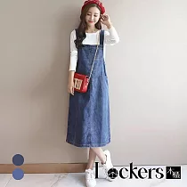 【Lockers 木櫃】春季寬鬆牛仔背帶連衣裙 L112041009 M 藍色M