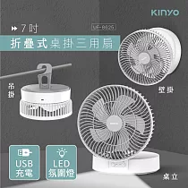【KINYO】摺疊桌掛三用扇|桌扇|靜音扇 UF─8625