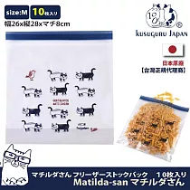 【Kusuguru Japan】日本眼鏡貓 食物密封保鮮夾鏈袋 日本食品衛生檢測合格 Matilda─san系(寬28×長26 / 厚8cm) ─M號10個入