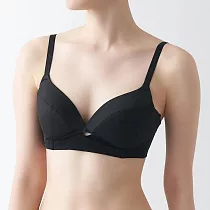 【MUJI 無印良品】女尼龍可調整胸型胸罩 黑色 L+