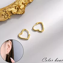 【卡樂熊】s925銀針韓系經典桃心造型耳環/耳扣飾品(兩色)─ 金色