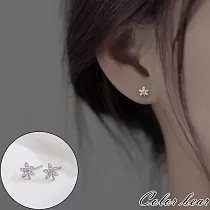 【卡樂熊】S925銀針韓國精緻鋯石造型耳環飾品(兩色)─ 銀色