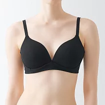 【MUJI 無印良品】女棉混彈性無鋼圈一體成形無背扣胸罩 S 黑色
