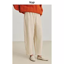 ltyp旅途原品 抓絨奶奶褲 秋冬寬鬆時髦百搭休閒直筒九分褲子女 M L─XL M 杏仁米