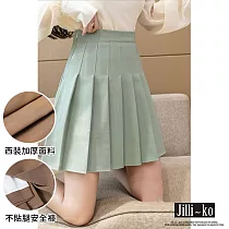 【Jilli~ko】日系學院風百褶裙女高腰顯瘦抗皺西裝安全褲 M─XL J11288 L 淺綠