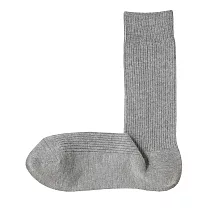 【MUJI 無印良品】男棉混不易鬆脫螺紋直角襪25─27cm 灰色