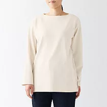 【MUJI 無印良品】女有機棉粗織船領長袖T恤 L 原色