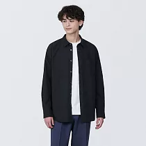 【MUJI 無印良品】男水洗平織布長袖襯衫 S 黑色