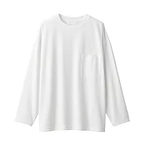【MUJI 無印良品】MUJI Labo聚酯纖維抗汙吸汗速乾圓領長袖T恤 L 柔白