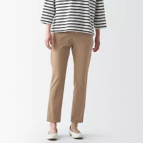 【MUJI 無印良品】女有機棉混縱橫彈性綾織合身錐形褲 XS 米色