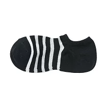 【MUJI 無印良品】男棉混淺口直角襪25─27cm 黑橫紋