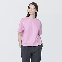 【MUJI 無印良品】女棉混天竺圓領短袖T恤 L 淺粉