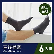 【SunFlower三花】三花無鬆緊帶紳士休閒襪(6雙組)_ 鐵灰