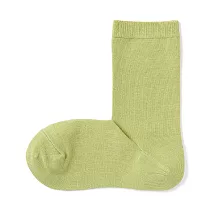 【MUJI 無印良品】女棉混足口柔軟舒適直角襪23─25cm 淺綠