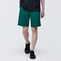 【MUJI 無印良品】男有機棉水洗平織布舒適短褲 S 深綠