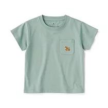 【MUJI 無印良品】幼兒容易穿脫刺繡口袋短袖T恤 100 老虎(淡綠)